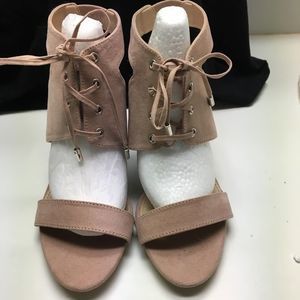Faux Suede Lace Up Sandals